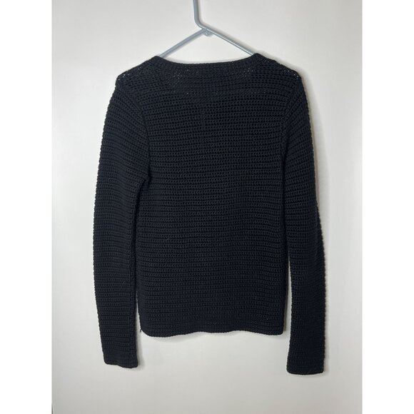 Boden Black Chunky Thick Knit‎ Sweater Jacket Cardigan Patch Pockets Size 8 - Picture 6 of 7